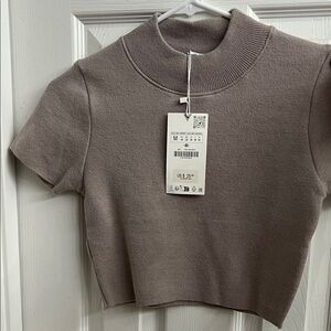 Women's Taupe Short Sleeve Top